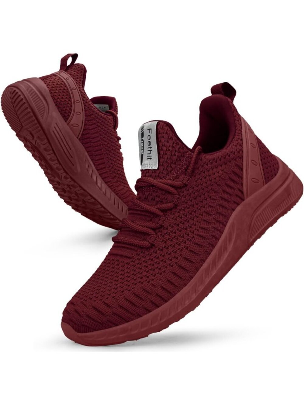 Women's Burgundy Mesh Lightweight Casual Tennis Running Sneakers for Travel Work